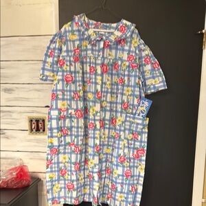 Floral Plaid Short Sleeve Dress